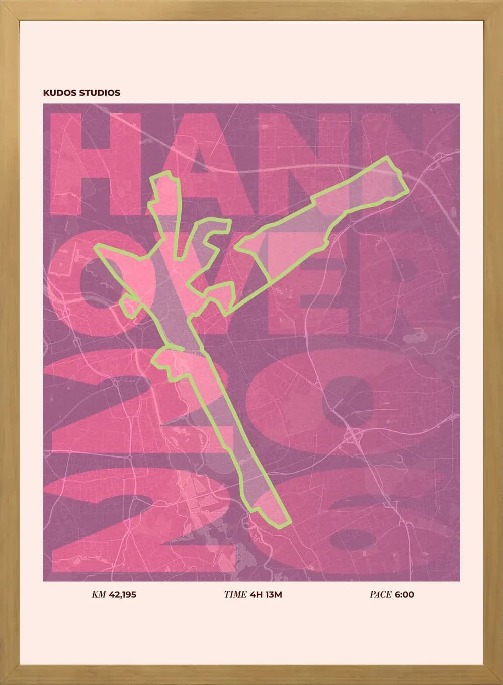 Poster der Marathonstrecke Hannover, gerahmt