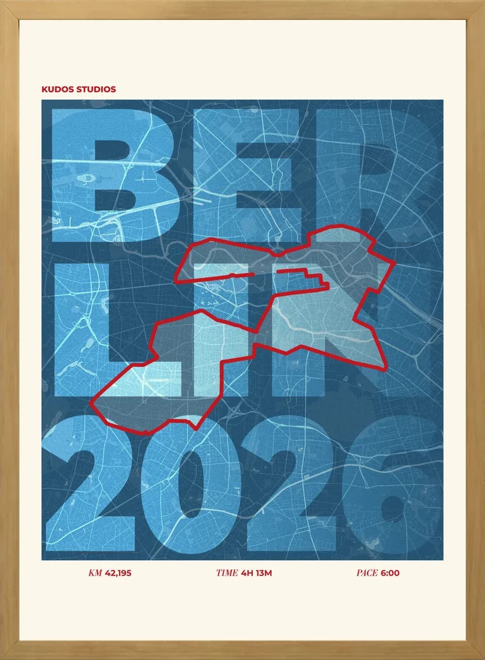 Poster der Marathonstrecke Berlin, gerahmt